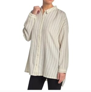 Eileen Fisher‎ Pin Striped Blouse Women Size XS  Button Down Top Collared Gauzy